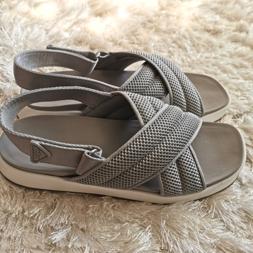 UGG Women’s Nella Black Adjustable Slingback Platform Sandals, 10 - Picture 4 of 11